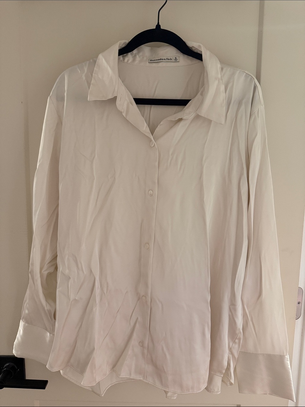 Abercrombie & Fitch White Satin Button-Down Shirt